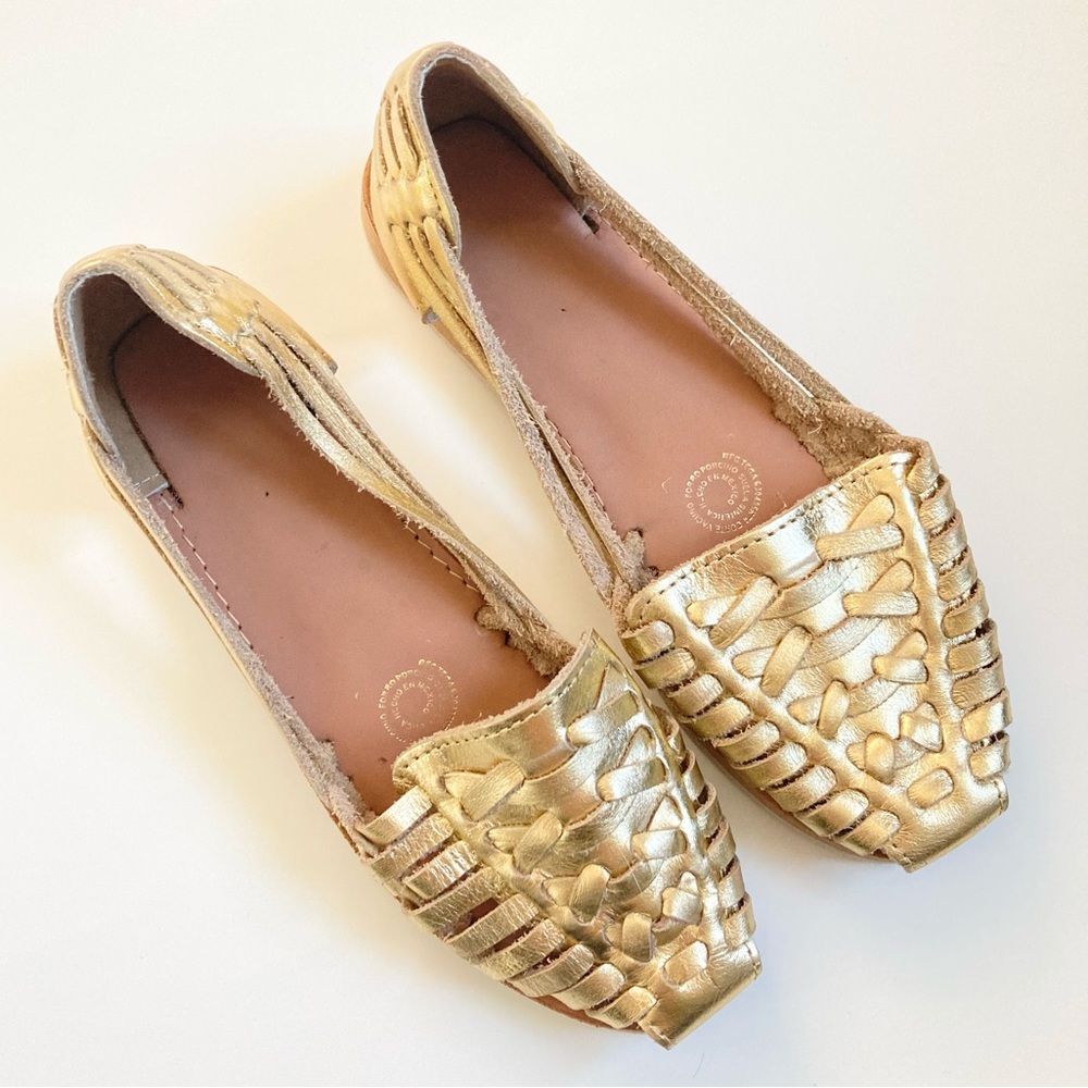 Gold Leather Huarache Sandals Size 8 NEW